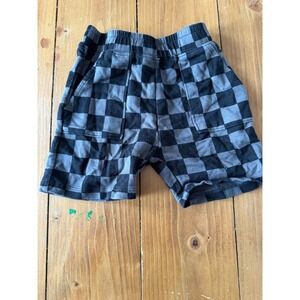 Little Sleepies Play Soluxe Terry Checkered Shorts Charcoal Black 2T Bamboo